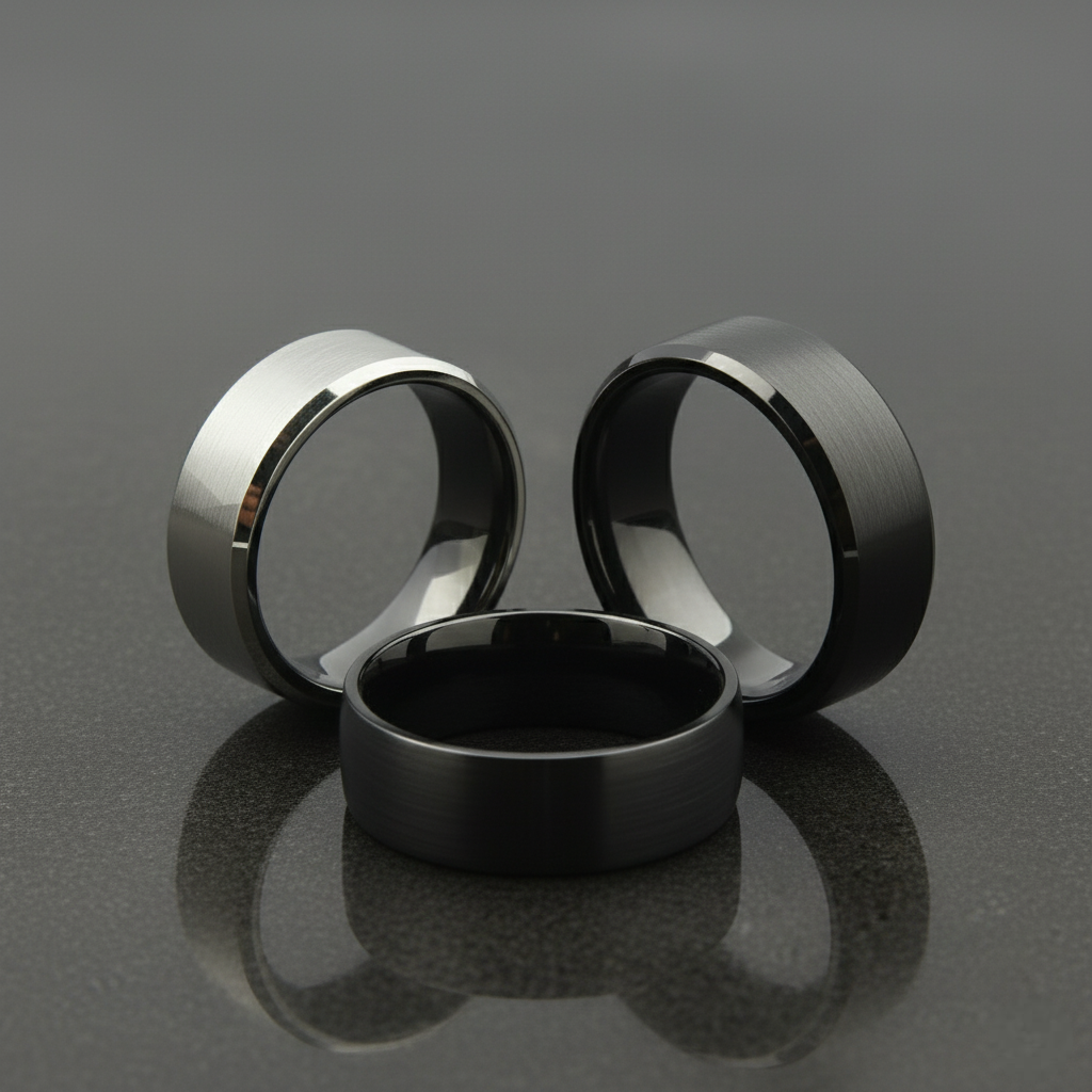 A collection of mens wedding rings