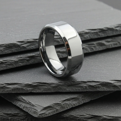 The Cetus - 8mm Polished Tungsten Bevelled Edge Ring