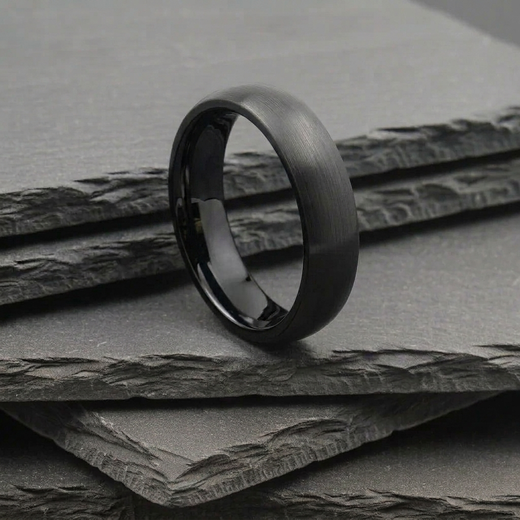 The Indus - 6mm Brushed Black Tungsten Ring