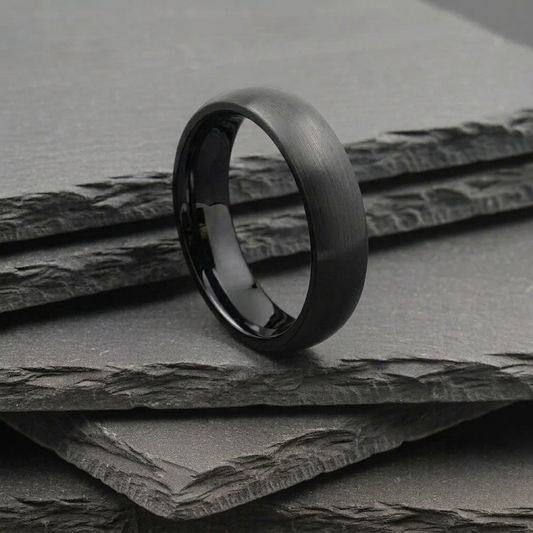 The Indus - 6mm Brushed Black Tungsten Ring