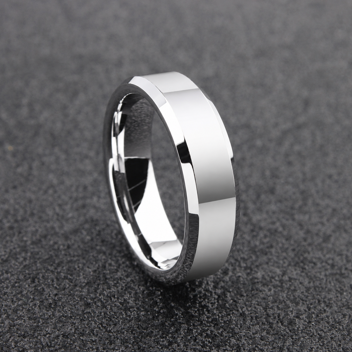 The Hydra - 6mm Polished Tungsten Bevelled Edge Ring