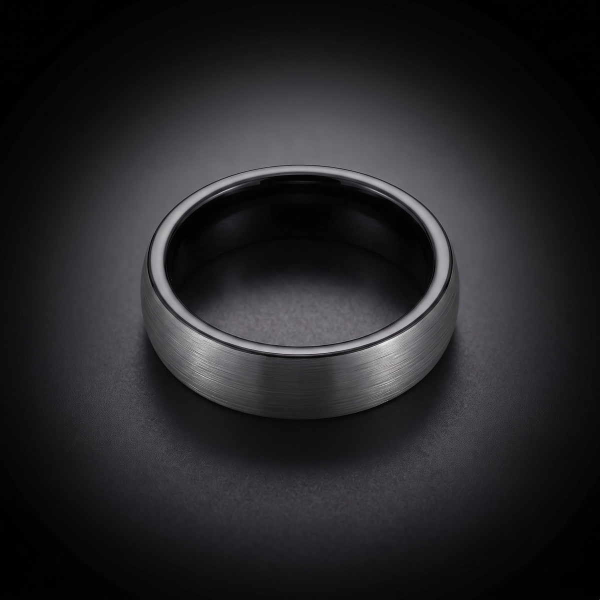 The Lynx - 6mm Brushed Tungsten With Black Detail Ring
