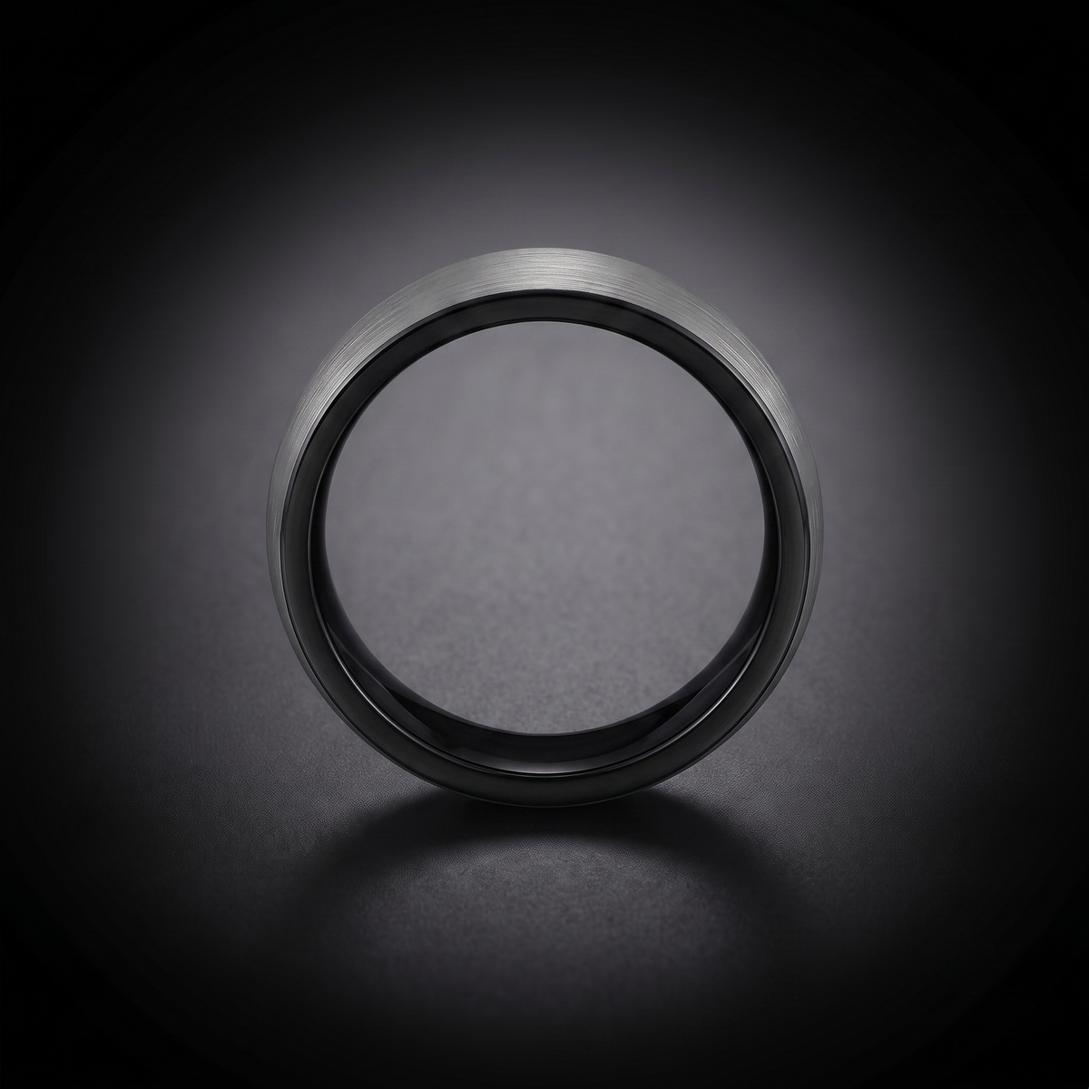 The Lynx - 6mm Brushed Tungsten With Black Detail Ring