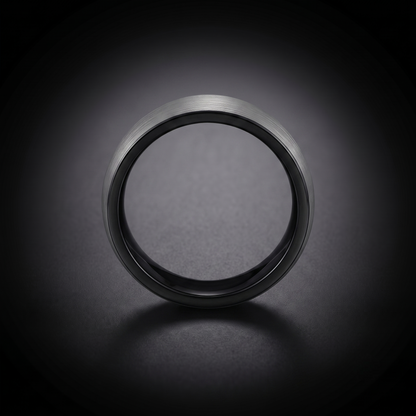 The Lynx - 6mm Brushed Tungsten With Black Detail Ring